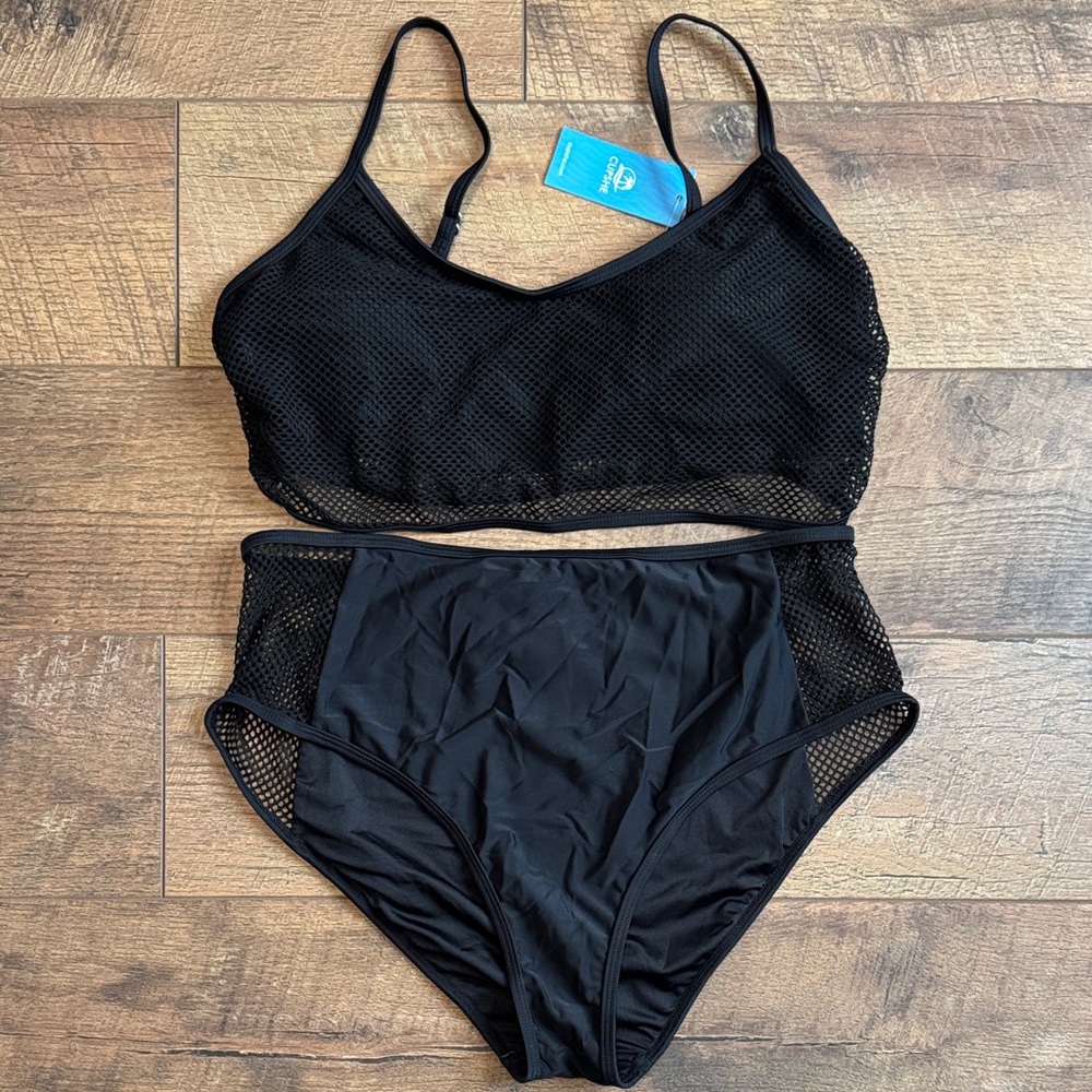 Cupshe Black Mesh Bikini Set